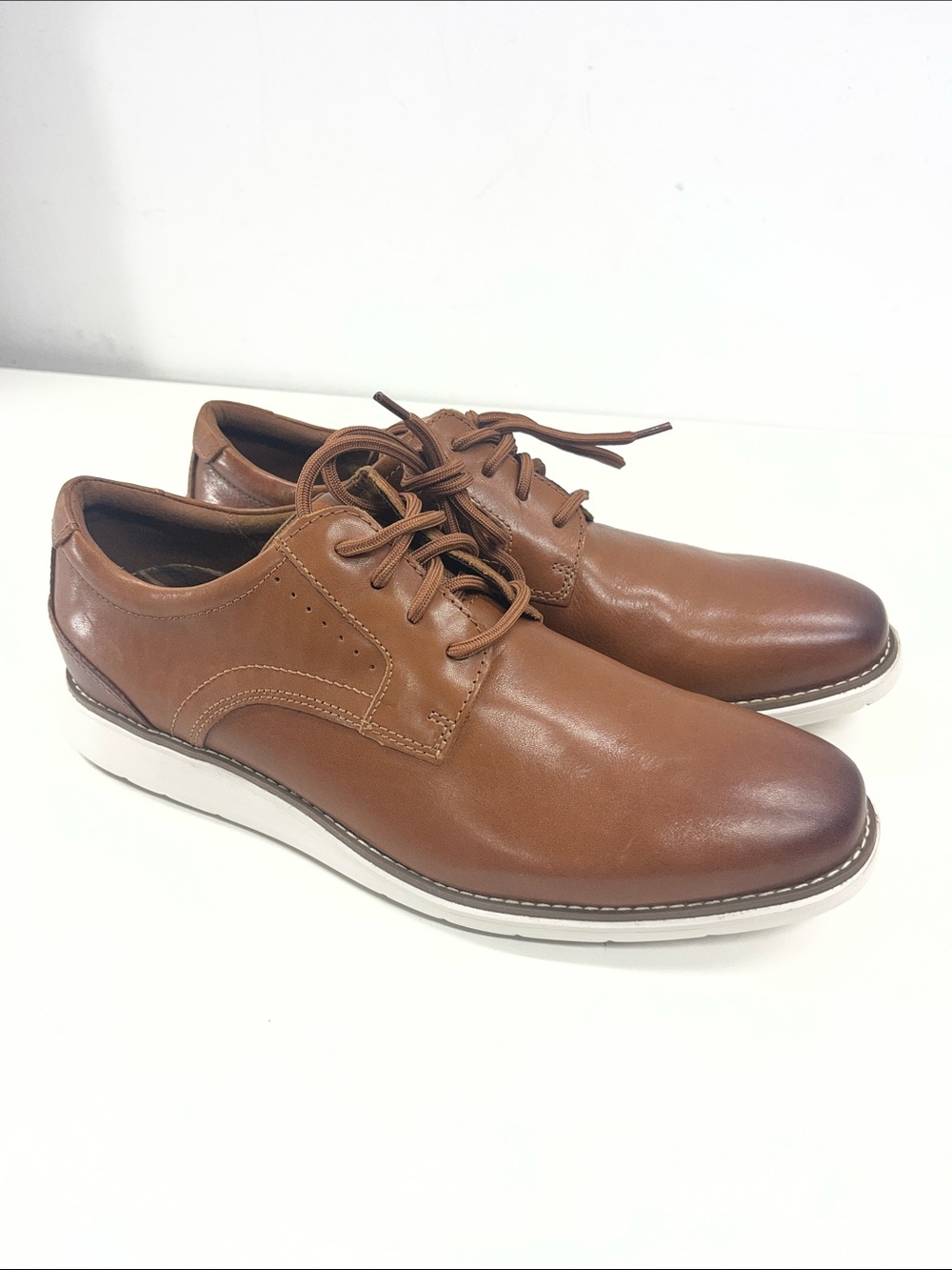 New Rockport Mens Total Motion Craft Plain Toe Brown Shoes Size 10